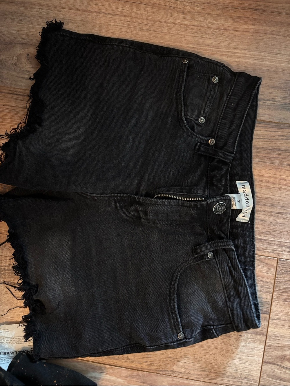 Madden Girl Black Frayed Hem Denim Shorts